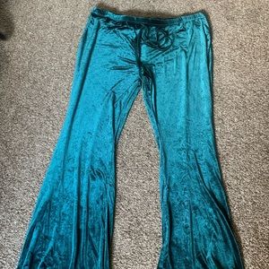BLUE VELOURE / VELVET PANTS 2X BELLBOTTOM BOHO HIPPIE NEVER WORN BRAND NEW